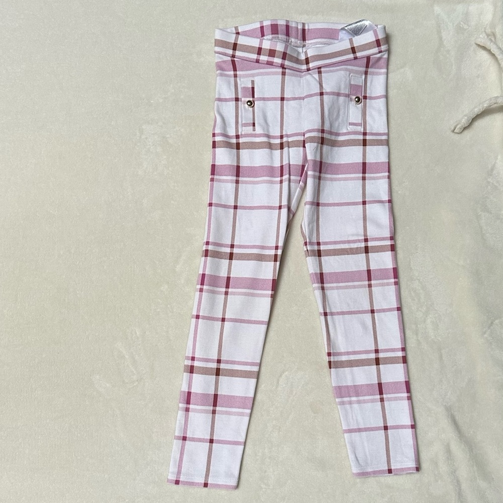 Janie and Jack Pink and White Plaid Ponte Pant